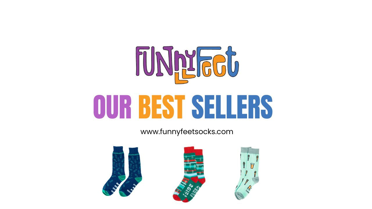 Best Selling Socks for Dad, Dad Wearing FunnyFeet Socks while daughter hugs him