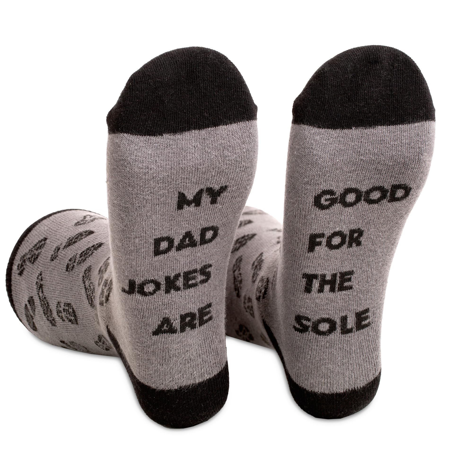 Funny Dad Socks by FunnyFeet – “My Dad Jokes Are Good for the Sole” | Shoe Print Pattern