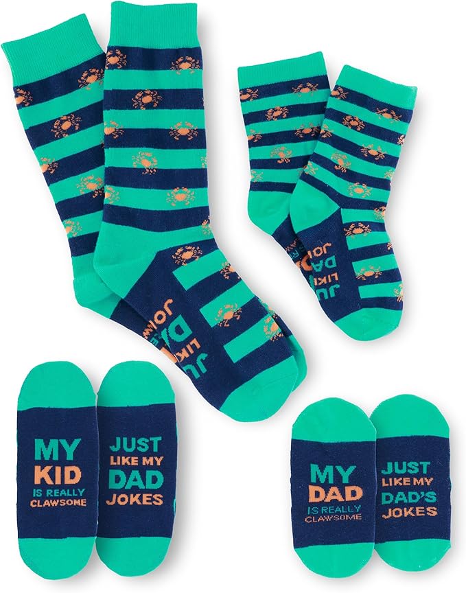 Clawsome Dad Joke Socks – FunnyFeet Matching Father & Kid Crab Socks