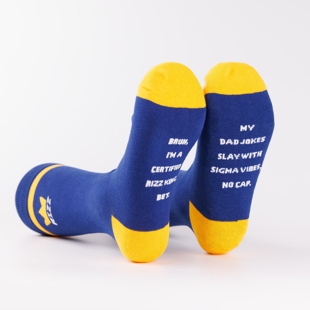 Brainrot Socks for Men, Bruh, Rizz, Bet, Slay, Sigma Vibes, No Cap