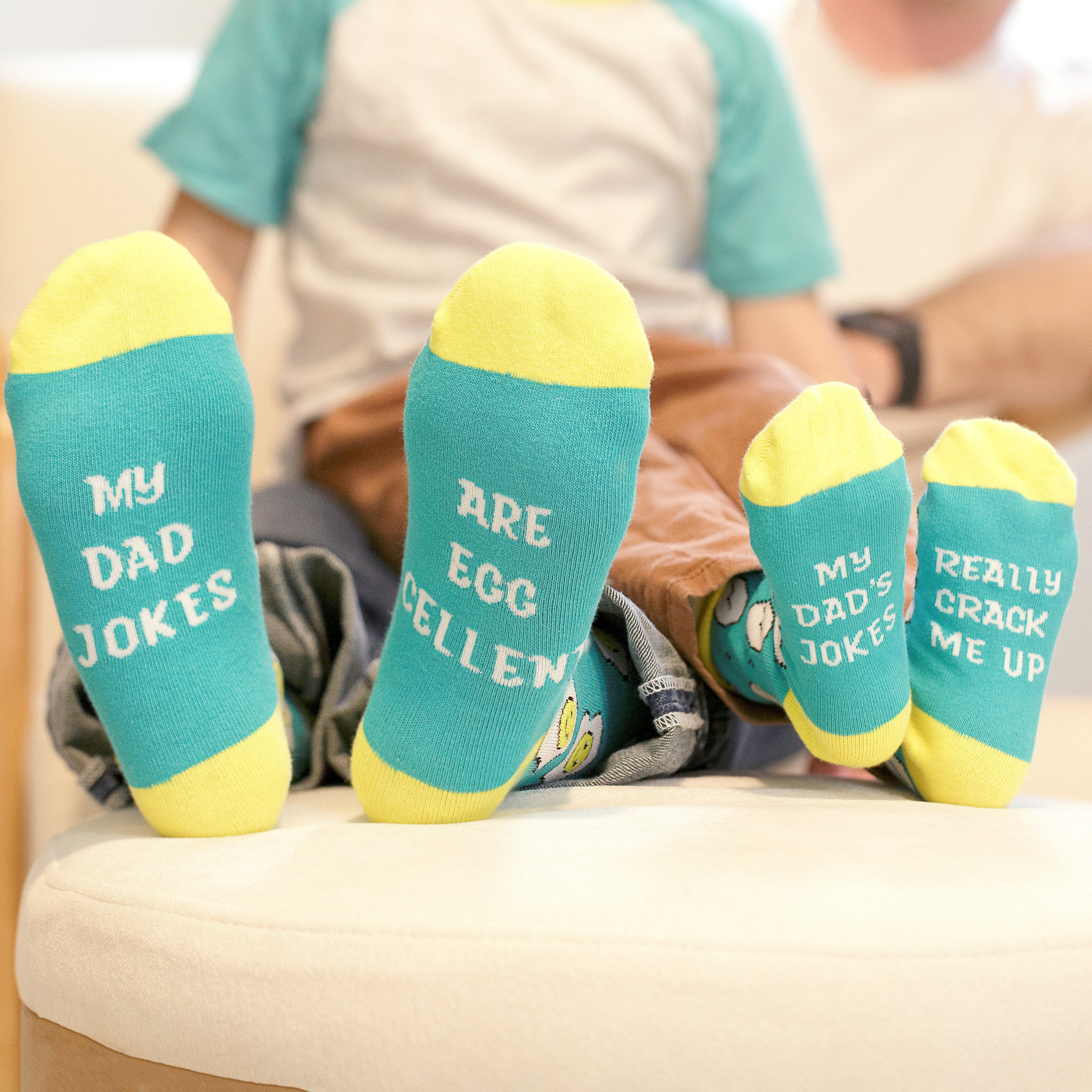 Funny Matching Family Socks for Kid and Dad Egg Dad Jokes Crack Me Up