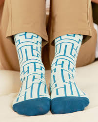 Maze Pattern Socks for Men on Men's Feet